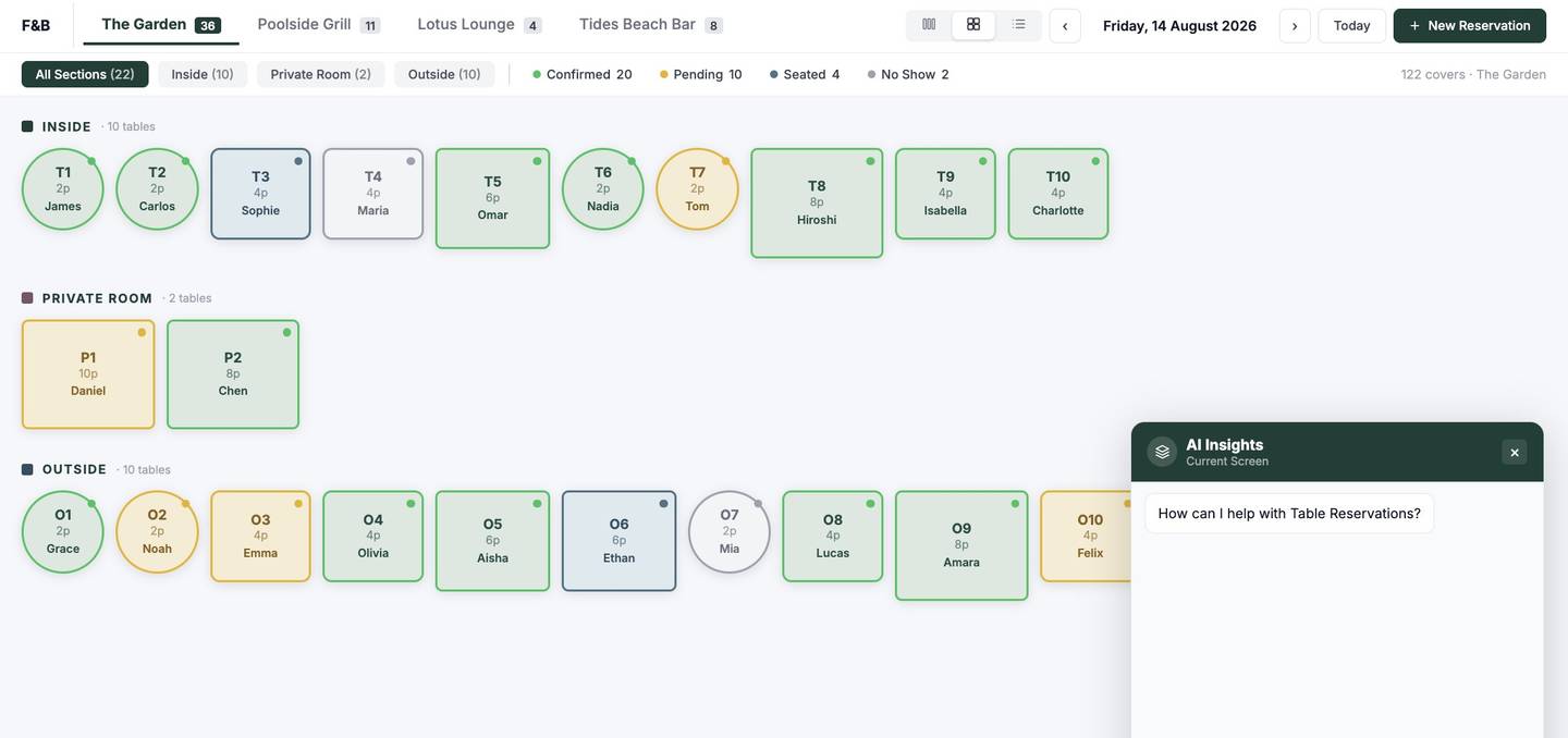 DayAway table reservations floor plan