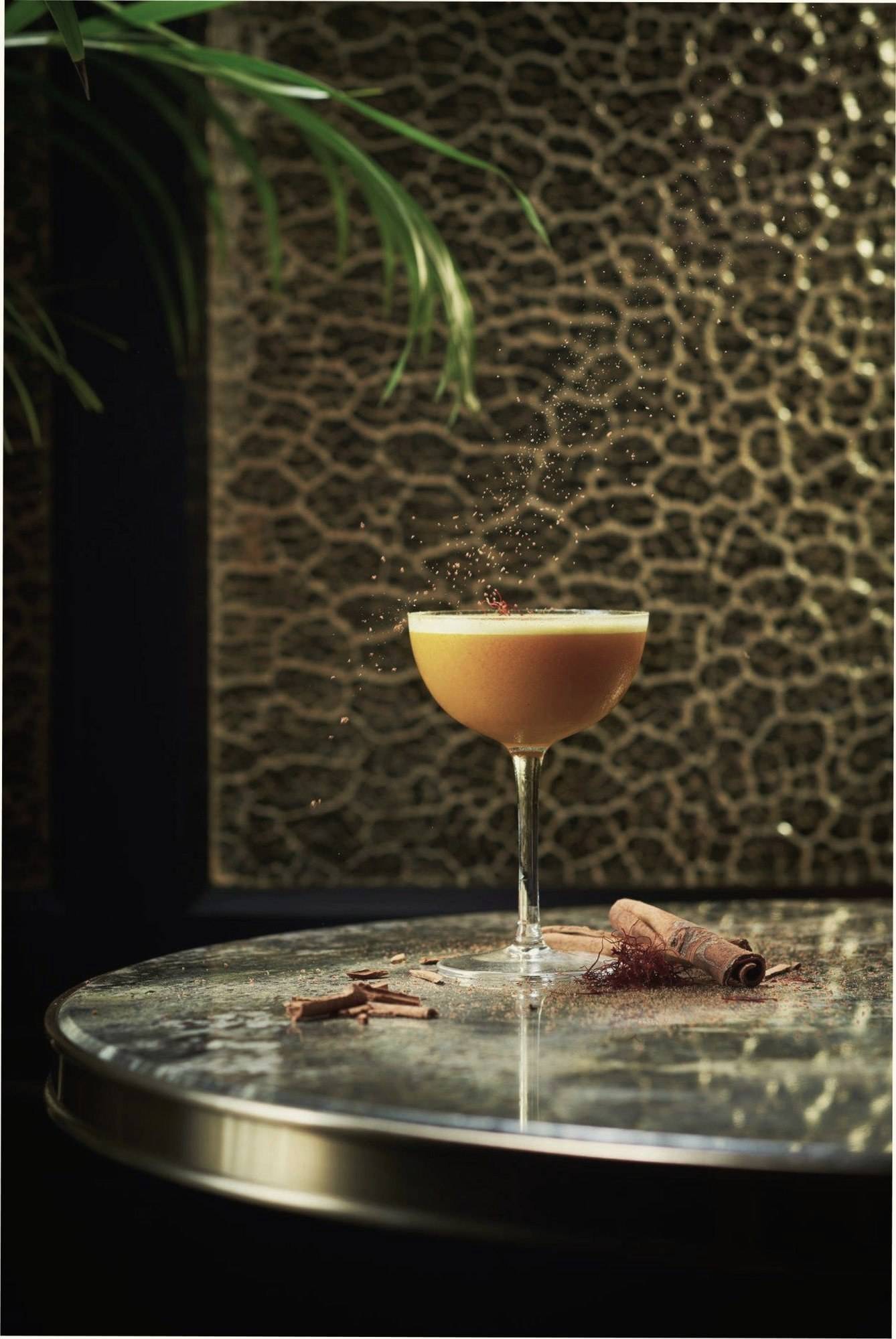 Spiced cocktail on a marble table